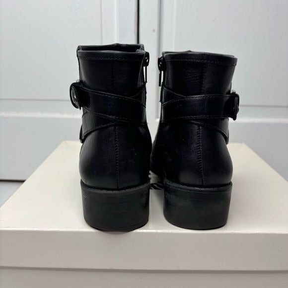 ANNE KLEIN Iflex Lynzee Black Leather Ankle Boots Size 6.5