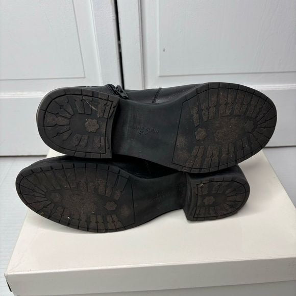 ANNE KLEIN Iflex Lynzee Black Leather Ankle Boots Size 6.5