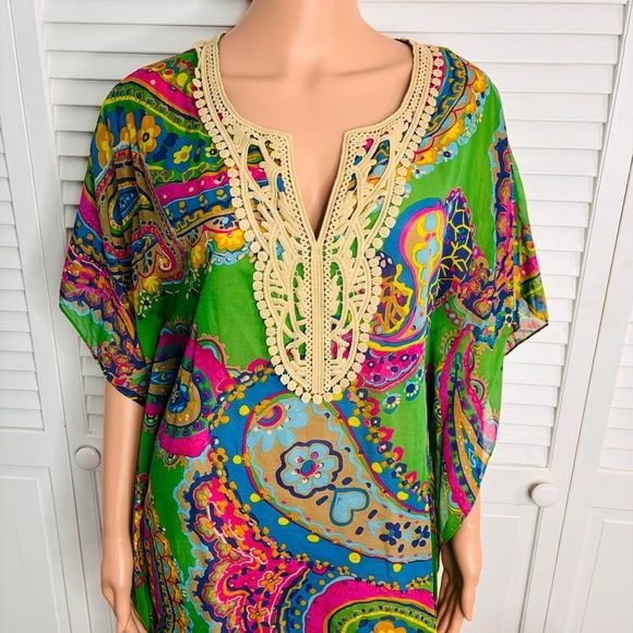 TRINA TURK Multicolor Theodora Caftan Dress Size Medium