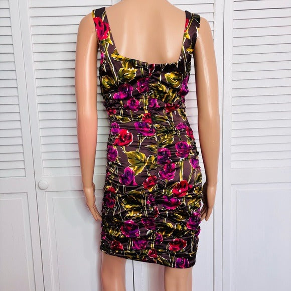 JAY GODFREY Floral Sleeveless Satin Body-con Dress Size 8