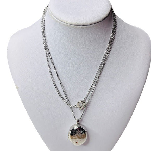 ED HARDY Geisha Silver-Tone Locket-Style Pendant Necklace