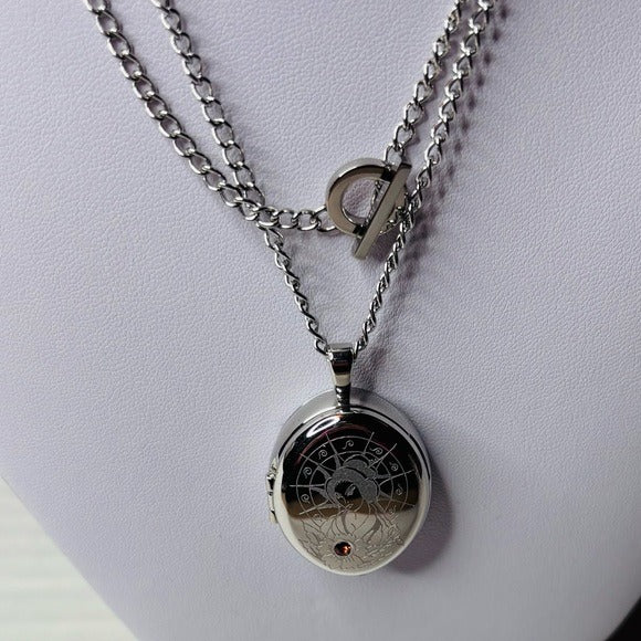 ED HARDY Geisha Silver-Tone Locket-Style Pendant Necklace