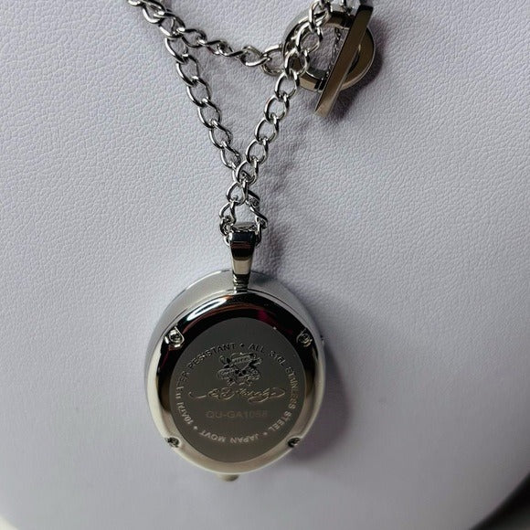 ED HARDY Geisha Silver-Tone Locket-Style Pendant Necklace