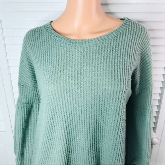 CHERISH Green Waffle Knit Sweater Size Small