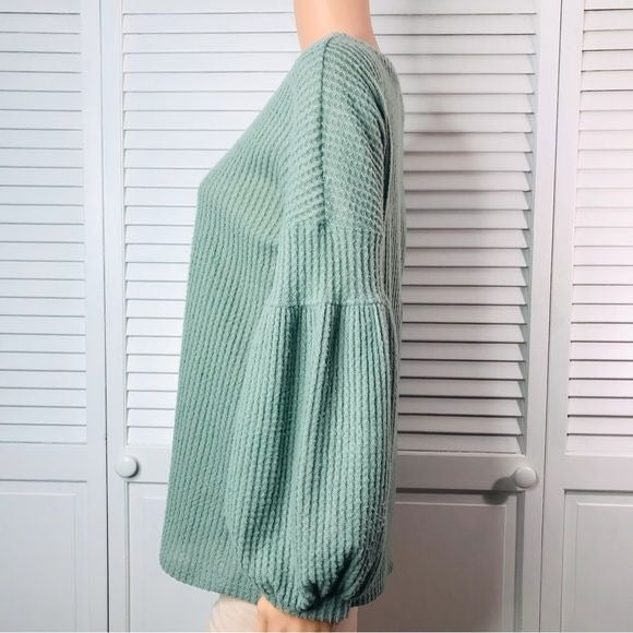 CHERISH Green Waffle Knit Sweater Size Small