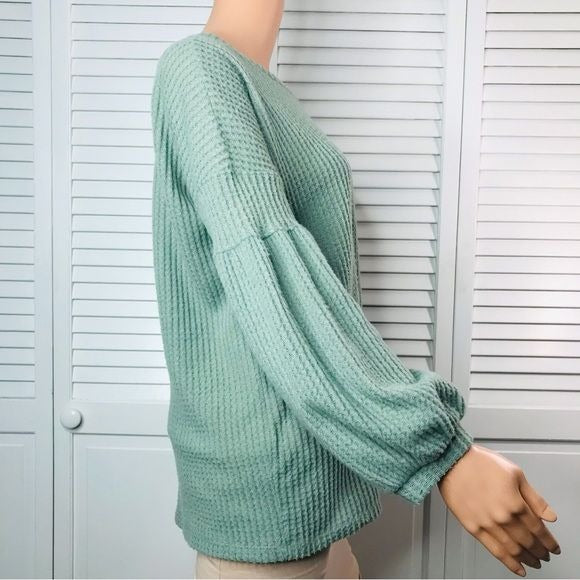 CHERISH Green Waffle Knit Sweater Size Small