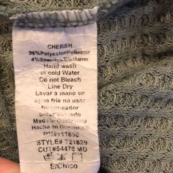 CHERISH Green Waffle Knit Sweater Size Small