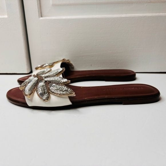 NEW VERONICA BEARD Flor Embellished Leather Sandals Size 8