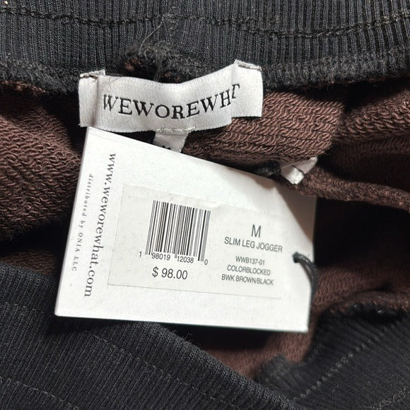 WEWOREWHAT Colorblocked Slim Leg Jogger in Brown Size Medium
