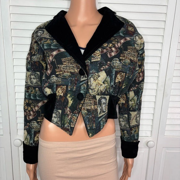 LE RANCH DU CUIR Vintage Tapestry Leather Jacket Size 0