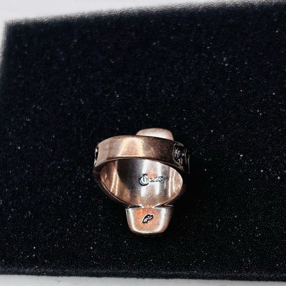 CAROLYN POLLACK 925 silver Carved Mother of Pearl Inlay Ring Size 8