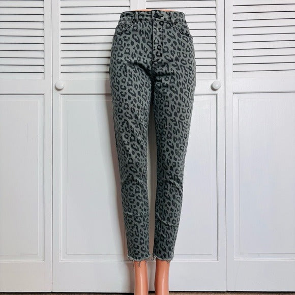 JOE’S JEANS Gray Leopard Print High-Rise Ankle Skinny Leg Jeans Size 29
