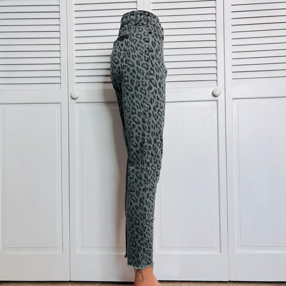 JOE’S JEANS Gray Leopard Print High-Rise Ankle Skinny Leg Jeans Size 29