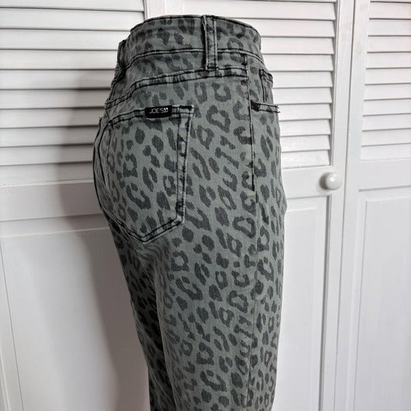 JOE’S JEANS Gray Leopard Print High-Rise Ankle Skinny Leg Jeans Size 29