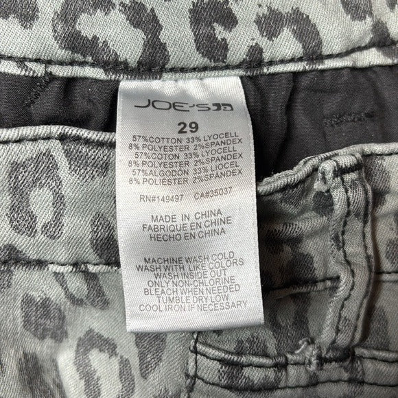 JOE’S JEANS Gray Leopard Print High-Rise Ankle Skinny Leg Jeans Size 29