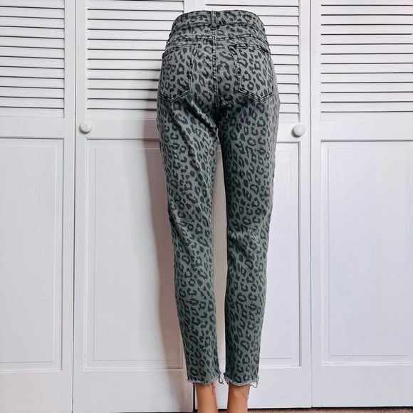 JOE’S JEANS Gray Leopard Print High-Rise Ankle Skinny Leg Jeans Size 29