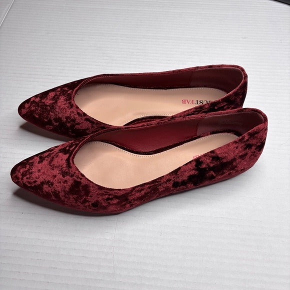 *New* JUSTFAB Burgundy Rainy Flats Velour Size 9