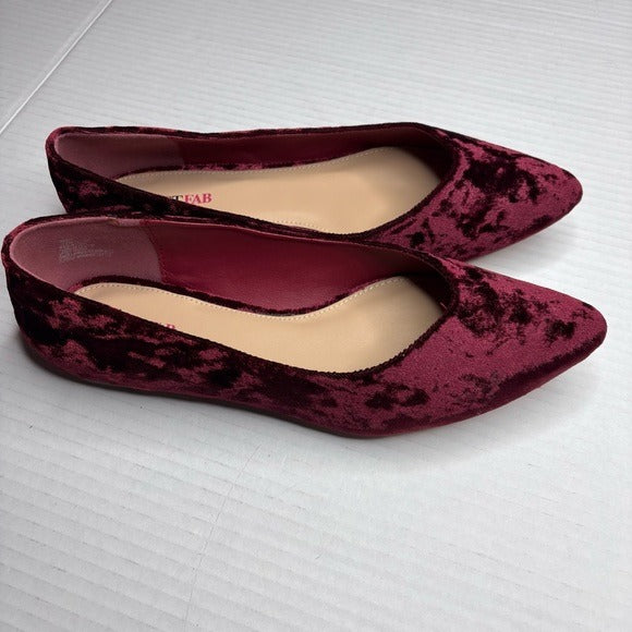 *New* JUSTFAB Burgundy Rainy Flats Velour Size 9