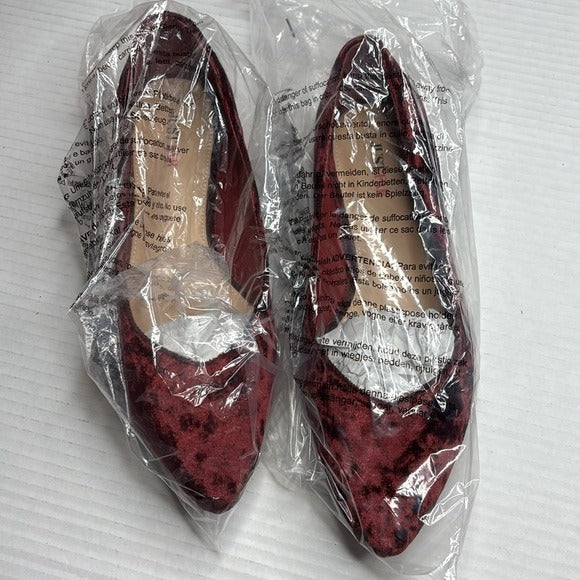 *New* JUSTFAB Burgundy Rainy Flats Velour Size 9
