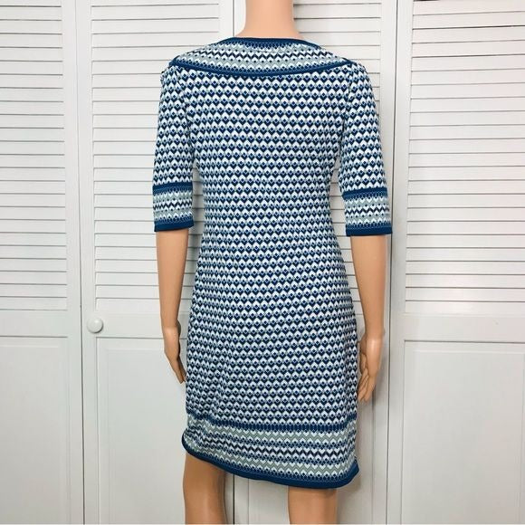MAX STUDIO Blue Abstract Half Sleeve Dress Size Small