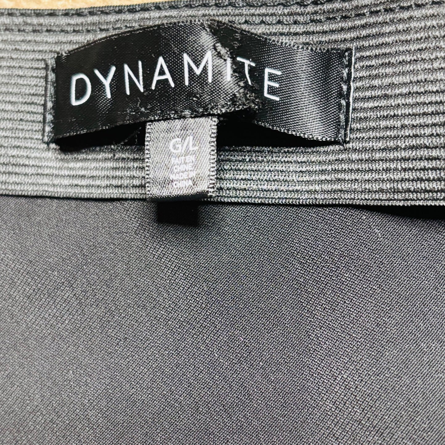 DYNAMITE Satin Midi Skirt in Black Size Large