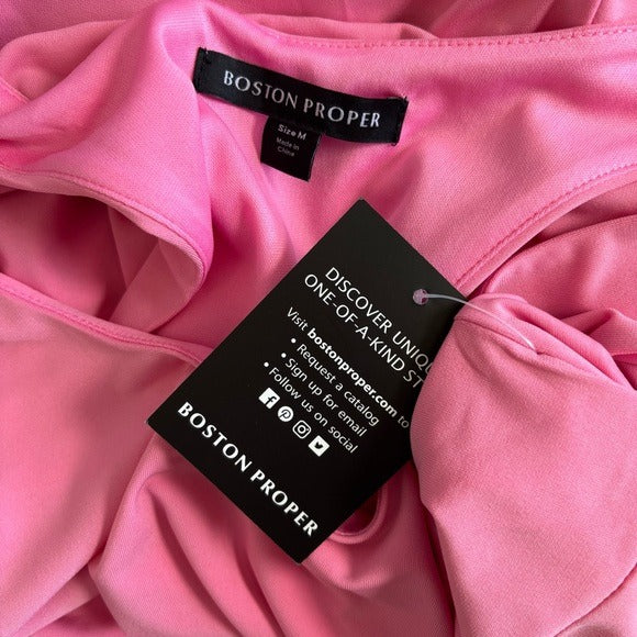New BOSTON PROPER Scoopneck Blouson Slit Midi Dress in Sachet Pink Size Medium