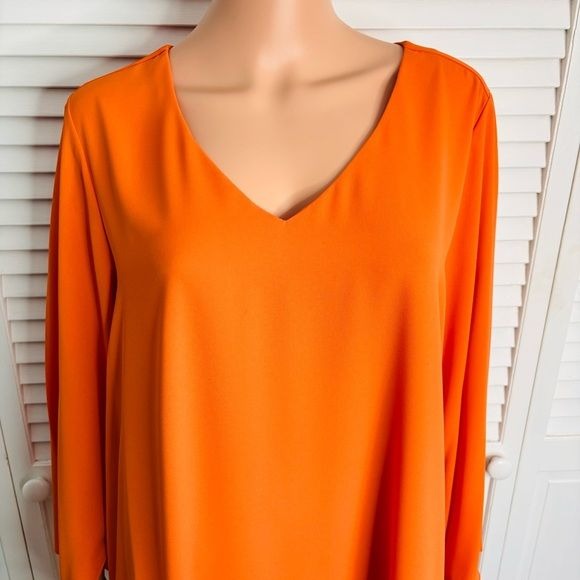 KAREN KANE V-Neck Orange Blouse Size 1X