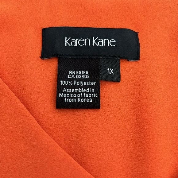 KAREN KANE V-Neck Orange Blouse Size 1X