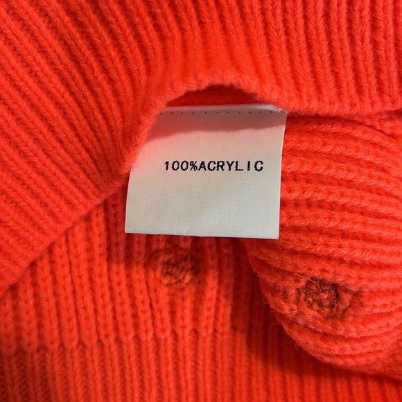 *New* QUEEN OF SPARKLES Neon Orange Polka Dot Sleeveless Sweater Size Small