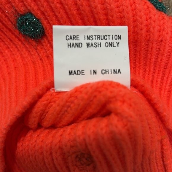 *New* QUEEN OF SPARKLES Neon Orange Polka Dot Sleeveless Sweater Size Small