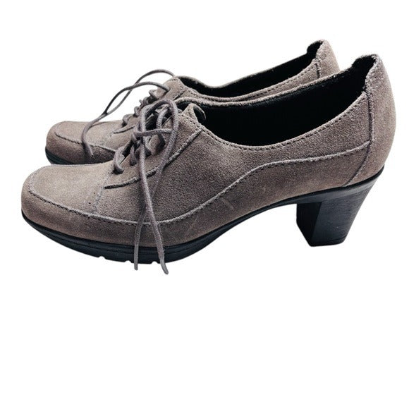 CLARKS Bendables Gray Lace Up Suede Oxfords Size 8M
