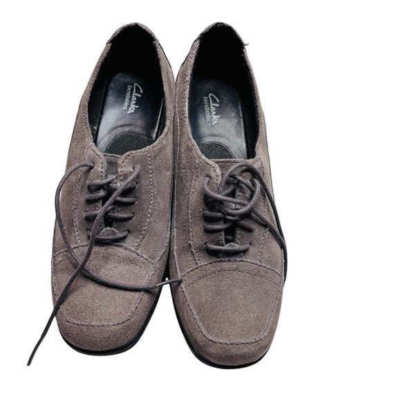 CLARKS Bendables Gray Lace Up Suede Oxfords Size 8M