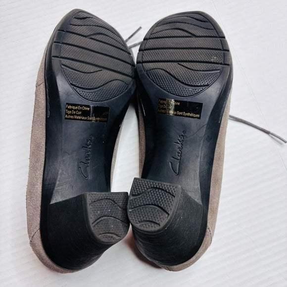 CLARKS Bendables Gray Lace Up Suede Oxfords Size 8M