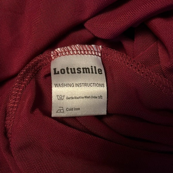 LOTUSMILE Red Double Layers Ruffle 3/4 Flared Sleeve Blouse Size Medium