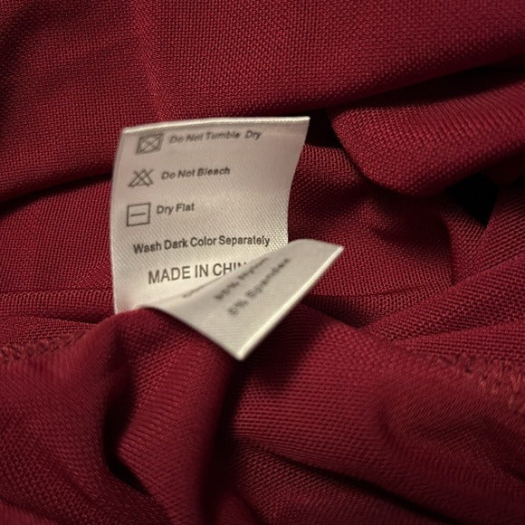 LOTUSMILE Red Double Layers Ruffle 3/4 Flared Sleeve Blouse Size Medium