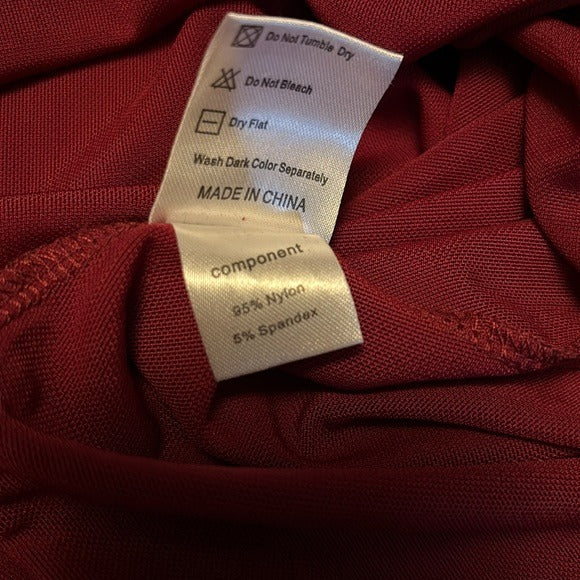 LOTUSMILE Red Double Layers Ruffle 3/4 Flared Sleeve Blouse Size Medium