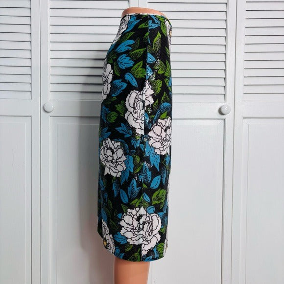 DIANE VON FURSTENBERG Boswell Sequined Floral Pencil Skirt Size 10
