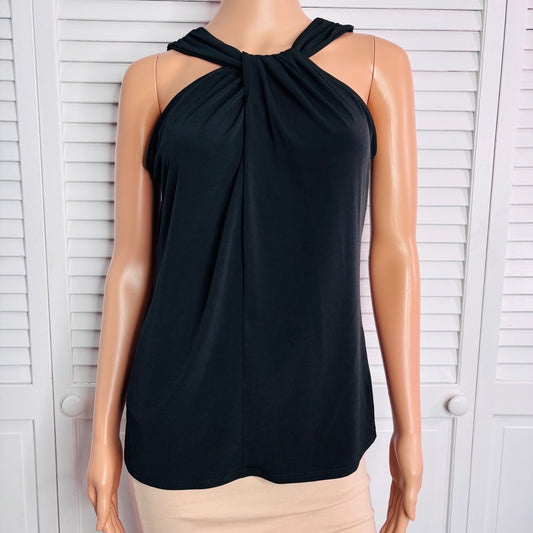 NEW NEW YORK & COMPANY Black Sleeveless Knotted Front Top Size Small