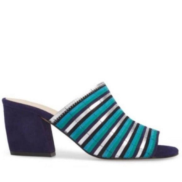 BOTKIER Posie Suede Metallic Slip On Ultramarine Heeled Mules Size 8