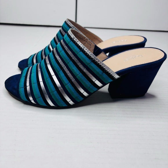 BOTKIER Posie Suede Metallic Slip On Ultramarine Heeled Mules Size 8