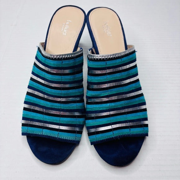 BOTKIER Posie Suede Metallic Slip On Ultramarine Heeled Mules Size 8