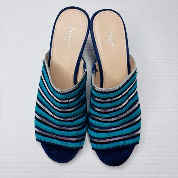 BOTKIER Posie Suede Metallic Slip On Ultramarine Heeled Mules Size 8