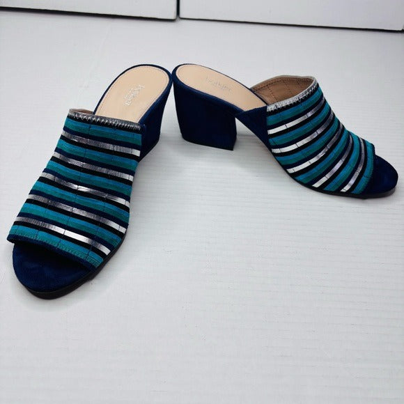 BOTKIER Posie Suede Metallic Slip On Ultramarine Heeled Mules Size 8