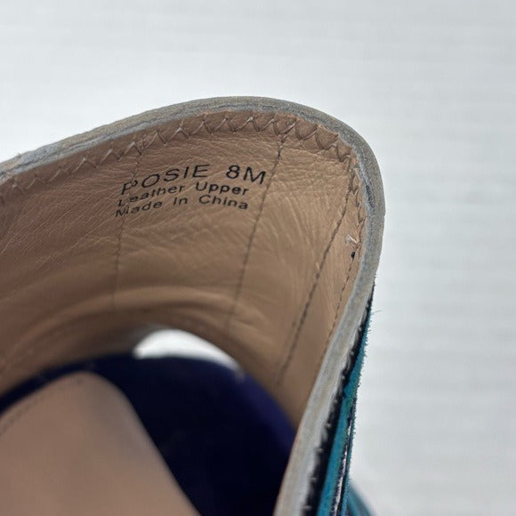 BOTKIER Posie Suede Metallic Slip On Ultramarine Heeled Mules Size 8