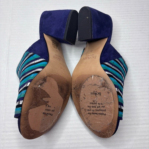 BOTKIER Posie Suede Metallic Slip On Ultramarine Heeled Mules Size 8