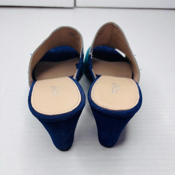BOTKIER Posie Suede Metallic Slip On Ultramarine Heeled Mules Size 8