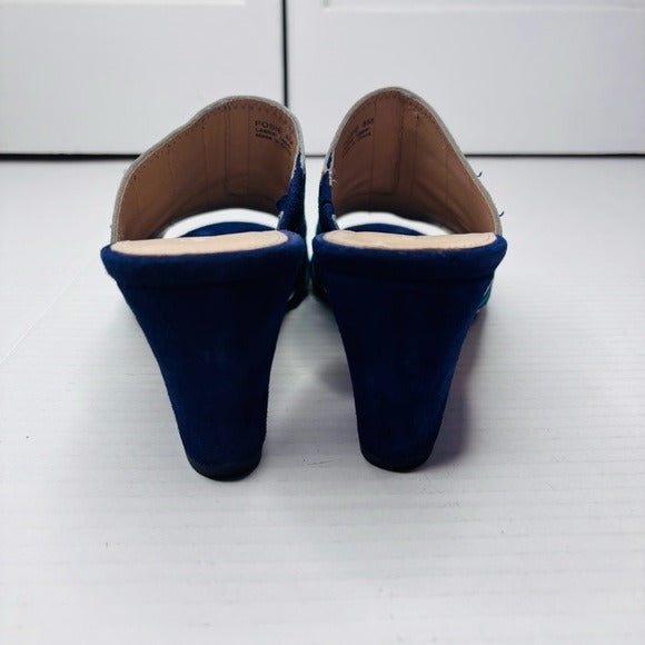 BOTKIER Posie Suede Metallic Slip On Ultramarine Heeled Mules Size 8