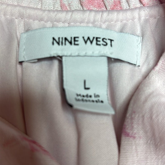 NINE WEST Ruffle Blouson Mini Dress in Pink Size Large