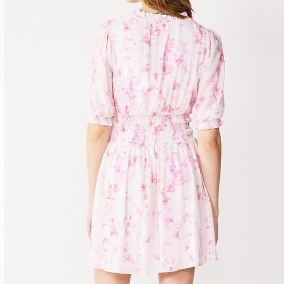 NINE WEST Ruffle Blouson Mini Dress in Pink Size Large
