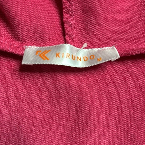 New KIRUNDO Pink Zip Up Hoodie Cropped Sweatshirt Size Medium
